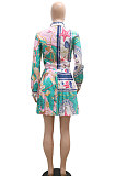 Red Euramerican Long Sleeve Shirt Ruffle Skirts Sets YF9196-2