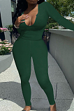 Orange Sexy Women Long Sleeve Low-Cut Bodycon Pants Solid Color Strach Two-Piece YYF8238-3