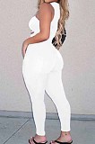 White Sexy Solid Color Round Neck Strapless Hollow Out Slim Fitting Bodycod Jumpsuits YNS1661-1