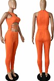 White Sexy Solid Color Round Neck Strapless Hollow Out Slim Fitting Bodycod Jumpsuits YNS1661-1