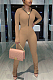 Skin Color Casual Long Sleeve Stand Neck Zipper Collcet Waist Solid Color Bodycon Jumpsuits E8548-2