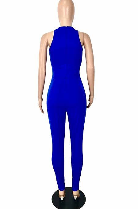 White Sexy Solid Color Round Neck Strapless Hollow Out Slim Fitting Bodycod Jumpsuits YNS1661-1