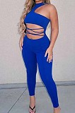 White Sexy Solid Color Round Neck Strapless Hollow Out Slim Fitting Bodycod Jumpsuits YNS1661-1