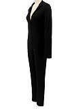 Pink Euramerican Solid Color Zipper Long Sleeve Sexy Tight Lady Bodycon Jumpsuits KZ2134-3