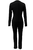 Light Purple Euramerican Solid Color Zipper Long Sleeve Sexy Tight Lady Bodycon Jumpsuits KZ2134-7