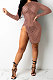 Khaki Sexy Long Sleeve Zipper Hollow Out Pure Color Club Mini Dress FMM2069-6