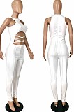 Blue Sexy Solid Color Round Neck Strapless Hollow Out Slim Fitting Bodycod Jumpsuits YNS1661-3