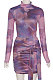 Purple Women Trendy Round Neck Long Sleeve Jumpsuits Hip Skirts Sets QNFS04515-2