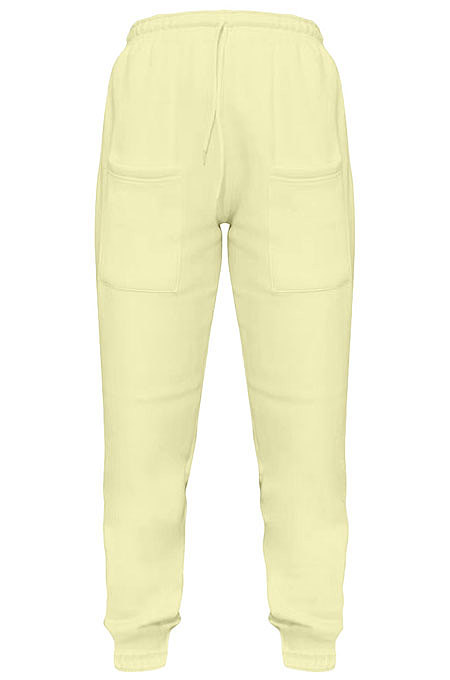 Yellow Women Fashion Sport Casual Solid Color Pocket Long Pants AYM5035-1