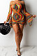 Multicolor Sexy Euramerican Horn Sleeve Shirred Detail Tight Mini Dress KA7191
