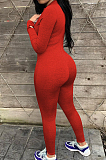 Black Autumn And Winter Finger cove Long Sleeve Stand Neck Zippet Collect Waist Solid Color Bodycon Jumpsuits E8612-1