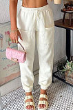 Yellow Women Fashion Sport Casual Solid Color Pocket Long Pants AYM5035-1
