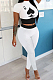 White Wholesal Women Pattern Digital Printing Short Sleeve Round Neck Crop Top Bodycon Pants Casual Sets LYY9260-1