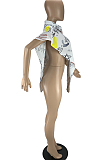 White Casual Printing Lapel Neck V-Type From Shoulder Single-Breasted Shirts LYY9316