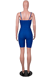 Navy Blue Nigh Club Condole Belt Straless Shorts Jean Legging Two-Piece SZS8126-3