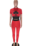 White Wholesal Women Pattern Digital Printing Short Sleeve Round Neck Crop Top Bodycon Pants Casual Sets LYY9260-1
