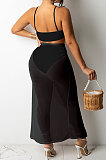 White Club Women Condole Belt Crop Solid Color Skirts Sets KA7192-1