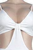 White Club Women Condole Belt Crop Solid Color Skirts Sets KA7192-1