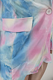 Multicolor Euramerican Women Fashion Tie Dye Printing Buttons Suit Jacket AA5272