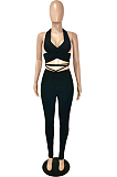 Pink New Summer Halter Neck Backless Strapless Bandage Bodycon Pants Solid Color Two-Piece YNS1653-3