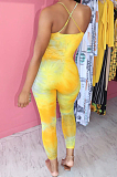 Purple New Positioning Tie Dye Letter Printing Condole Belt Backless Bodycon Jumpsuits MLL119-1