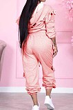 Blue Cotton Blend Long Sleeve Zippet Hoodie Elasticband Pants Flounce Solid Color Sport Sets MN8333-2
