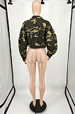 Euramrican Women Camouflage Weaving Cloth Single-Breasted Long Sleeve Coat YM212 
