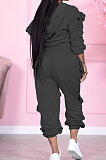 Blue Cotton Blend Long Sleeve Zippet Hoodie Elasticband Pants Flounce Solid Color Sport Sets MN8333-2
