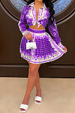 Red Women Fashion Shirts Ruffle Skirts Printing Two-Pieces AA5276-2