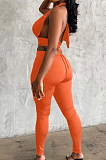 Pink New Summer Halter Neck Backless Strapless Bandage Bodycon Pants Solid Color Two-Piece YNS1653-3