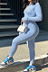 Light Blue Women Solid Color Casual Long Sleeve Zipper Ribber Bodycon Jumpsuits AMW8329-2