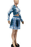 Red Women Fashion Shirts Ruffle Skirts Printing Two-Pieces AA5276-2