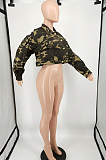Euramrican Women Camouflage Weaving Cloth Single-Breasted Long Sleeve Coat YM212 