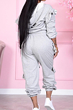 Blue Cotton Blend Long Sleeve Zippet Hoodie Elasticband Pants Flounce Solid Color Sport Sets MN8333-2