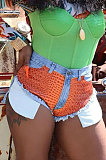 Summer Women Fashion Spliced pocket Sexy Hip Tight Casual Jeans Shorts SX04640