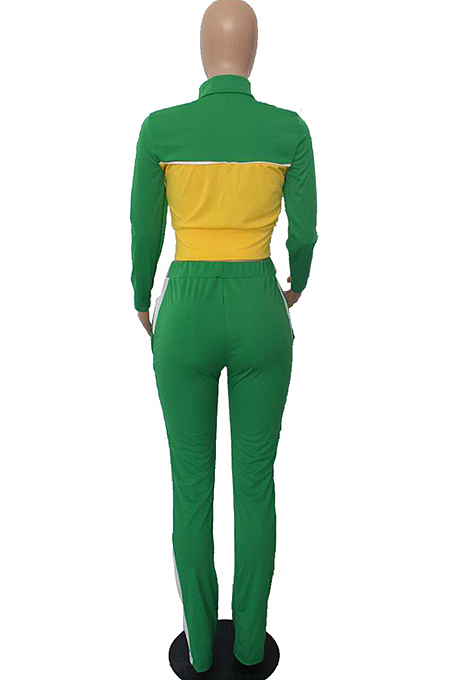 Red Wholesal New Spliced Long Sleeve Zippet Hoodie Coat High Waist Pants Sport Sets YMM9042-1