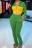 Black Wholesal New Spliced Long Sleeve Zippet Hoodie Coat High Waist Pants Sport Sets YMM9042-2