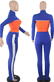 Gray Wholesal New Spliced Long Sleeve Zippet Hoodie Coat High Waist Pants Sport Sets YMM9042-3