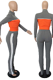 Black Wholesal New Spliced Long Sleeve Zippet Hoodie Coat High Waist Pants Sport Sets YMM9042-2