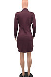 Euramerican Women Shirts Spliced Stretch Bodycon Long Sleeve T Shirt/Shirt Dress PH13245