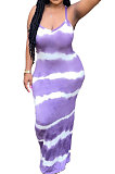Wmen Printing Condole Belt Long Dress WDS210616