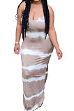 Wmen Printing Condole Belt Long Dress WDS210616