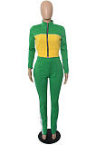 Black Wholesal New Spliced Long Sleeve Zippet Hoodie Coat High Waist Pants Sport Sets YMM9042-2