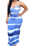 Wmen Printing Condole Belt Long Dress WDS210616