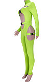 Black Club Women Hollow Out Crop Long Sleeve Insert Buckle Sexy Bodycon Jumpsuits MDF5258-4