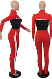 Gray Wholesal New Spliced Long Sleeve Zippet Hoodie Coat High Waist Pants Sport Sets YMM9042-3