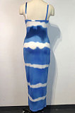 Wmen Printing Condole Belt Long Dress WDS210616