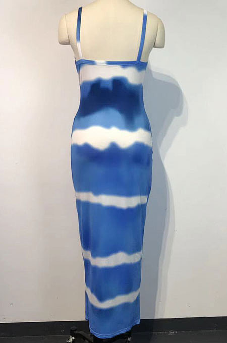 Wmen Printing Condole Belt Long Dress WDS210616