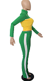 Gray Wholesal New Spliced Long Sleeve Zippet Hoodie Coat High Waist Pants Sport Sets YMM9042-3