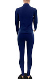 Yellow Euramerican Women Trendy Solid Color Zipper Long Sleeve Tight Pants Sets MF5193-1